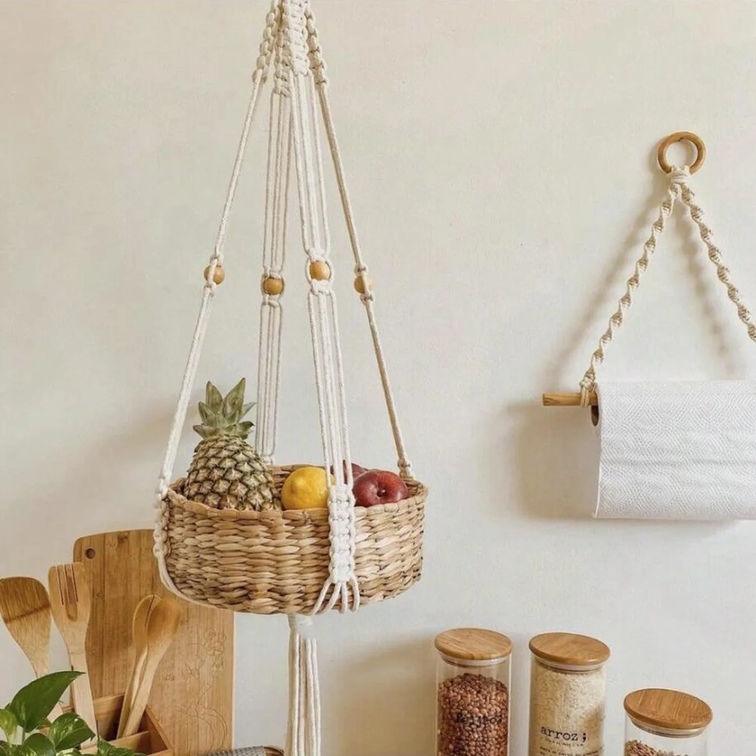 مكرميه النبات شماعات داخلي سلة زراعة معلقة المنسوجة القطن حبل اناء للزهور حامل نبات الكروشيه حامل ل بوهو ديكور المنزل #3