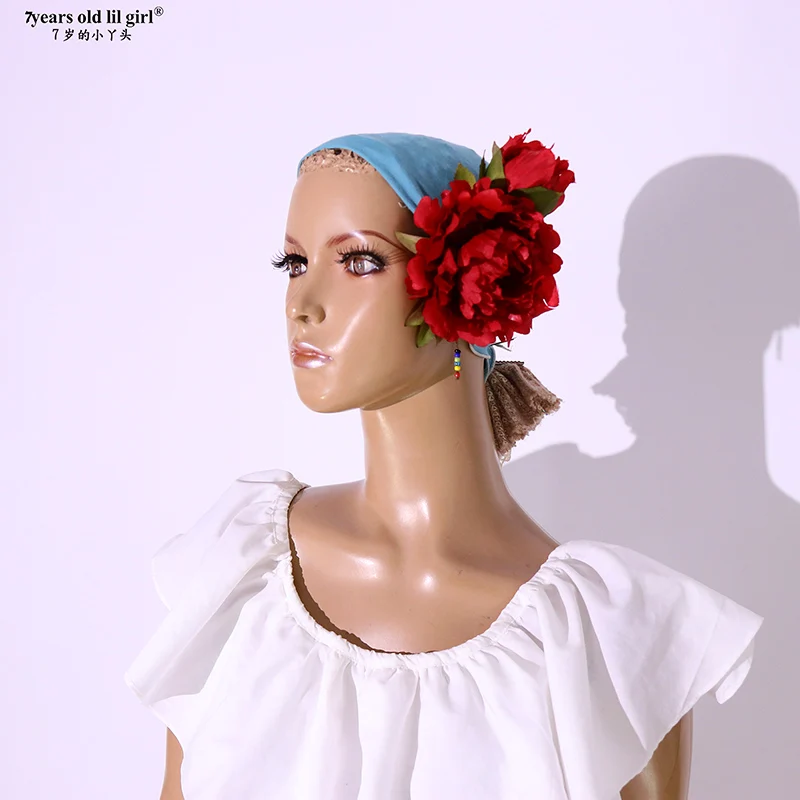 Accesorios de danza del vientre, flor de Flamenco, peonía, flor de seda, accesorios para el cabello, estilo antiguo