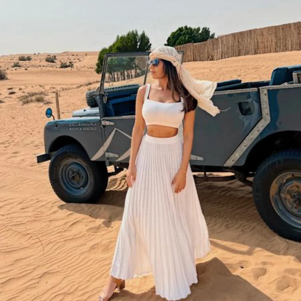 Élégant ensemble jupe haut court et jupe maxi pour femme, tenue décontractée, couleur unie, bohème, vacances, plage, ensemble deux pièces, été, 2024