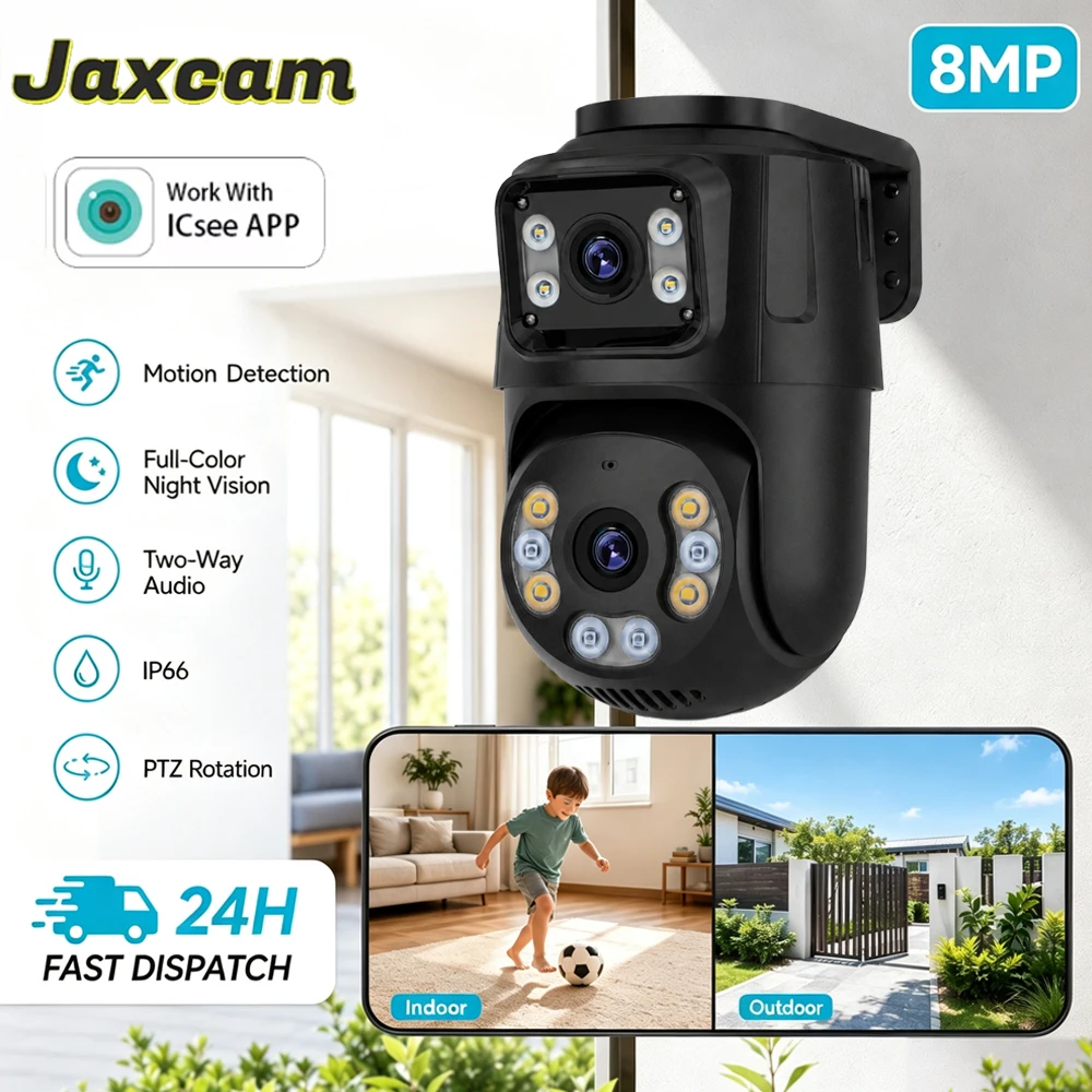 icsee-app-8mp-4k-poe-ptz-ip-camera-dual-lens-dual‑view-ai-human-detection-h265-compression-for-indoor-outdoor-cctv-monitoring