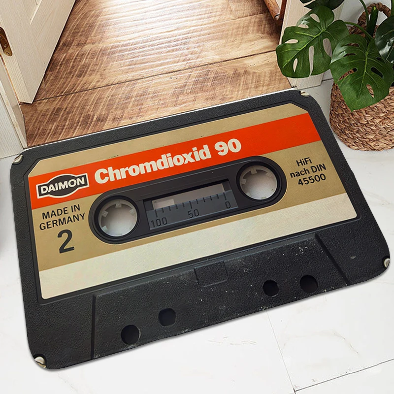 

Vintage Cassette Music Tape House Interior Entrance Mat Washable Non-slip Kitchen Rug Bathroom Living Room Floor Carpet Home