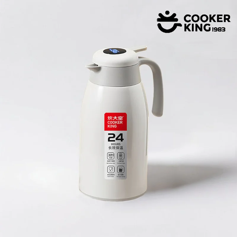 

COOKER KING 2.2L Stainless Steel Coffee Pot 304 Stainless Steel+PP Intelligent Temperature Display Thermos Kettle Travel Kettle