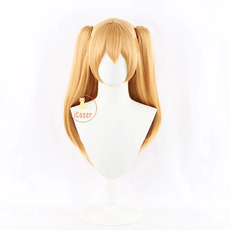 أنيمي 2.5 الأبعاد إغراء Lilysa Amano Liliel شعر مستعار تأثيري الأصفر مزدوجة ذيل حصان الشعر الطويل حفلة الهالوين للنساء الدعائم
