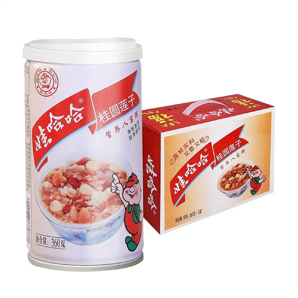 Wahaha Longan e semi di loto otto tesori Congee, 360ml x 12 lattine per custodia