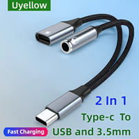 Uyellow 2 In 1 Type USB C To 3.5mm Jack Earphone Charging Cable Converter Type C to 3.5 Audio OTG Adapter for Macbook Samsung