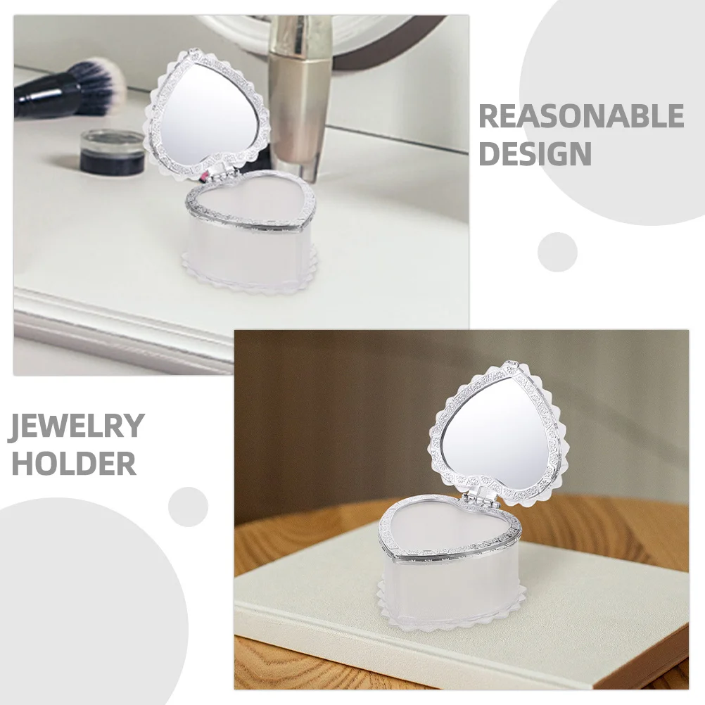 2 قطعة صندوق مجوهرات على شكل قلب حقيبة تخزين صغيرة للسفر منظم مجوهرات محمول تخزين مدمج لسطح المكتب والأقراط والقلائد