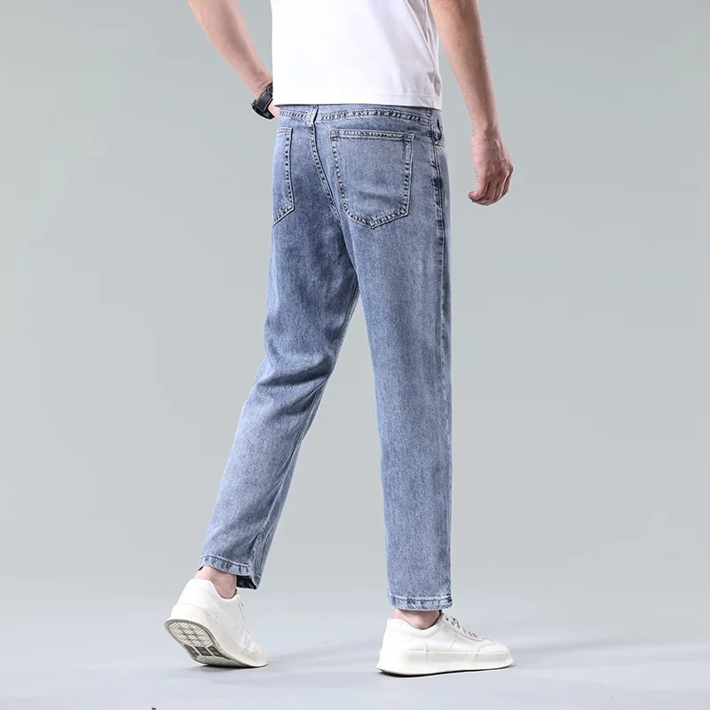 الربيع والصيف الرجال الجينز رقيقة المألوف جودة عالية مريحة كول الجينز اقتصاص السراويل العلامة التجارية الرجال السراويل عارضة #3