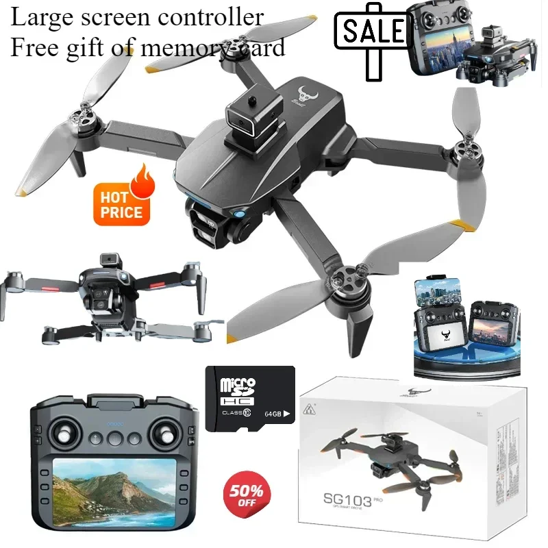 Drone PRO avec contrôle sur ultra grand écran, caméra haute définition 4K, FPV sans balais, évitement d\'obstacles, retour automatique, télécommande