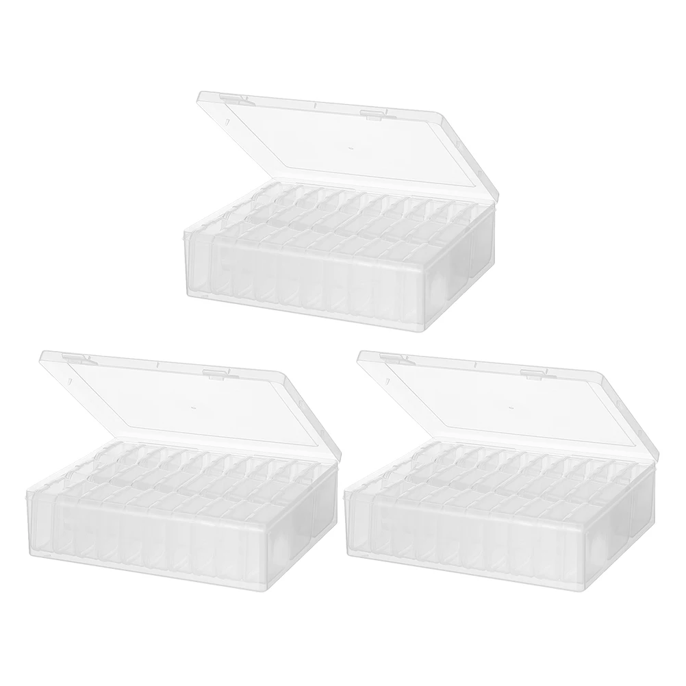 

3pcs Storage Box Transparent Plastic Jewelry Organizer Crafting Multifunction Clear Container Bead Parts File Desktop Home