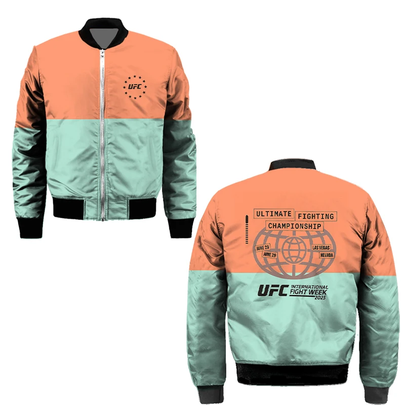 

Зимняя бархатная толстая куртка, мужская куртка, мужской теплый топ с UFC, новинка 2025 года, молодежная куртка с v-образным вырезом и 3D принтом, тонкая хлопковая куртка на молнии