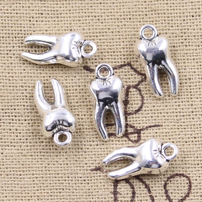 12pcs Charms 3D Zombie Tooth Teeth Molar 16x8x5mm Antique Bronze Silver Color Plated Pendant Making DIY Handmade Tibetan Finding
