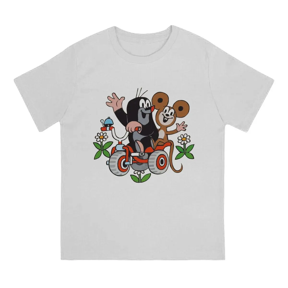 Krtek The Mole Ride a Bike T Shirt Goth Men Tees Summer Clothing Harajuku Crewneck TShirt