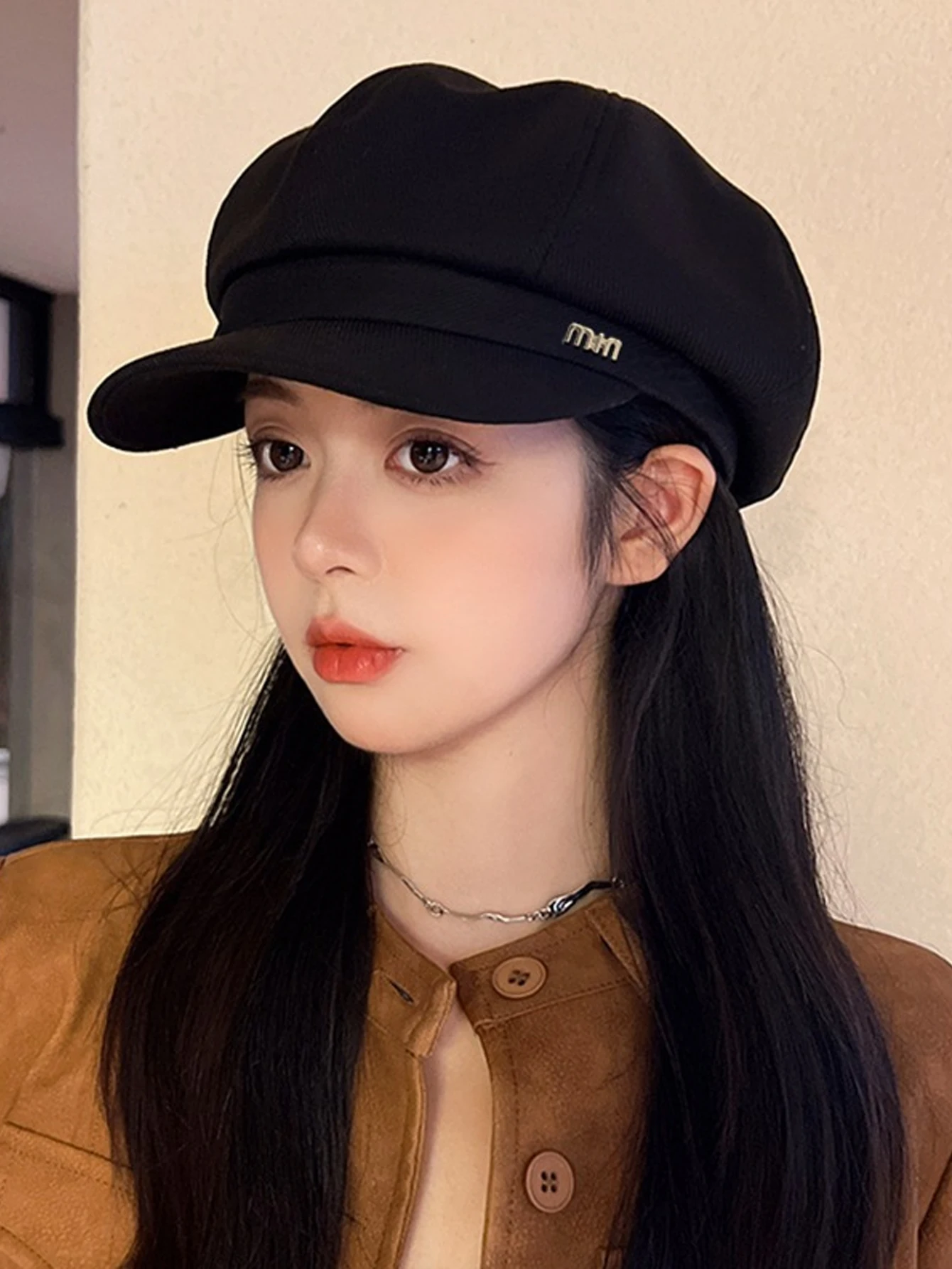 New autumn and winter octagonal hat, women's face enhancing small Korean version, versatile duck tongue beret