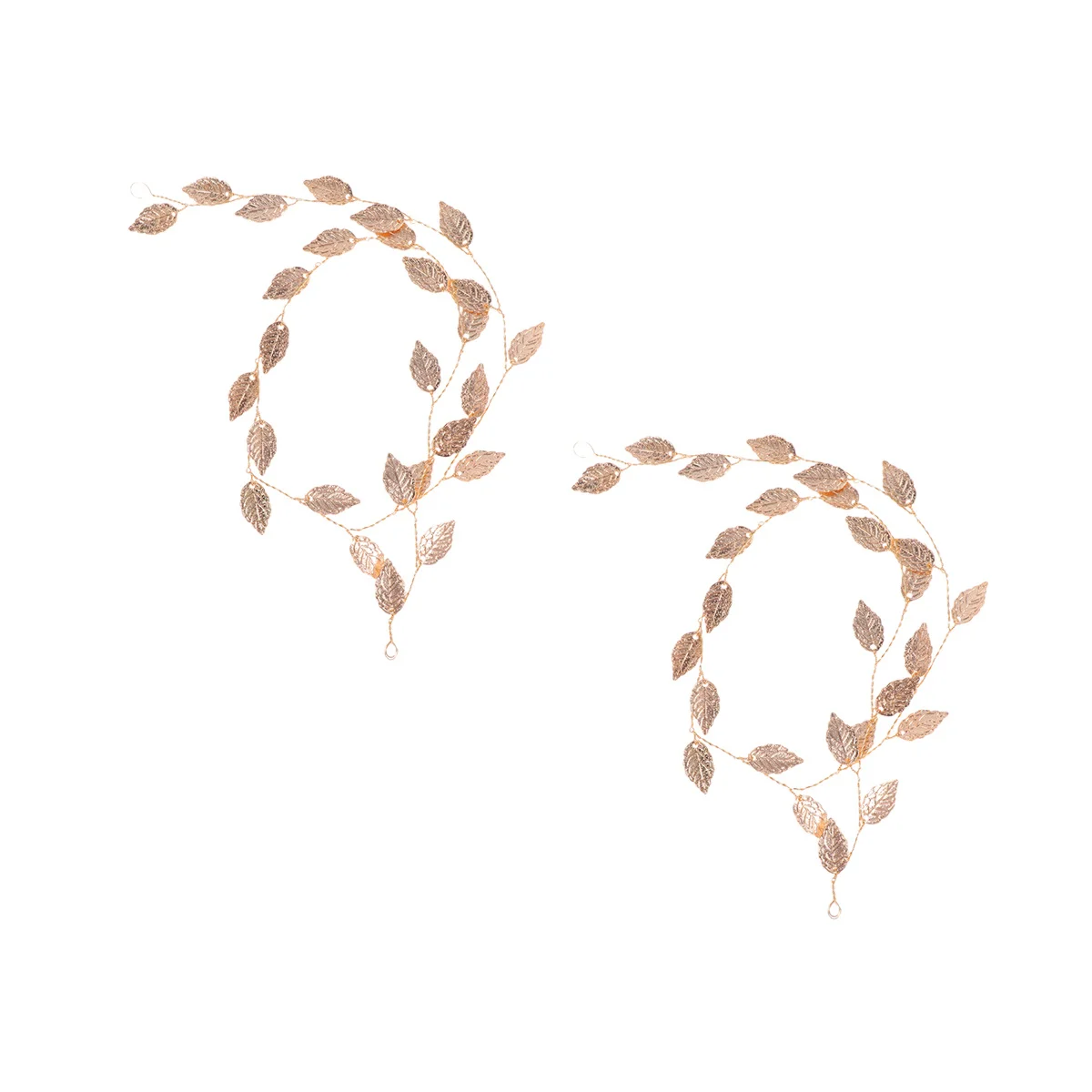 

2Pcs Exquisite Leaf Shaped Hair Hoop Golden Silver Finish Elegant Bridal Headband for Wedding Party Women's Headwear