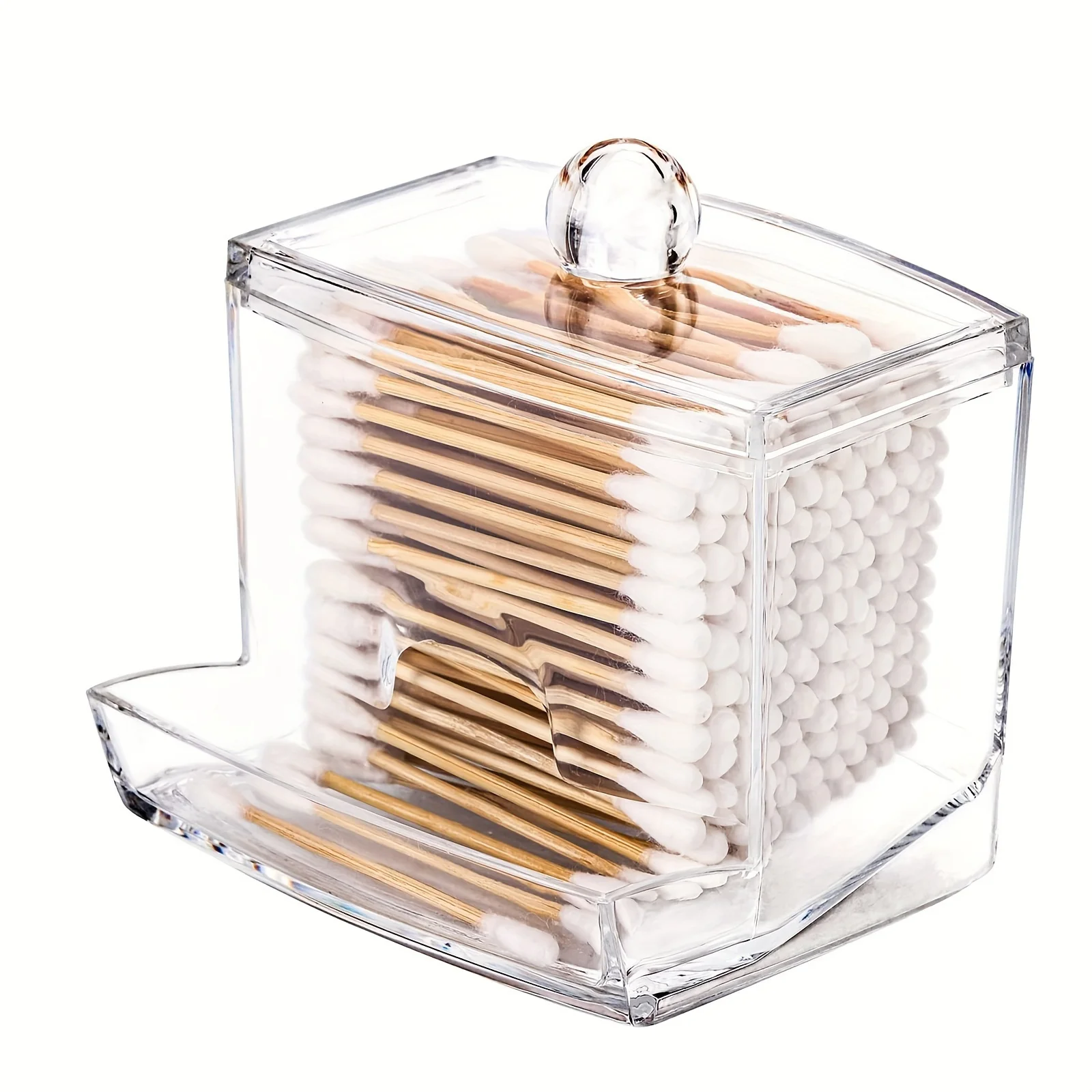 Transparent acrylic crystal cotton swab box Cotton pad storage box Home desktop storage box