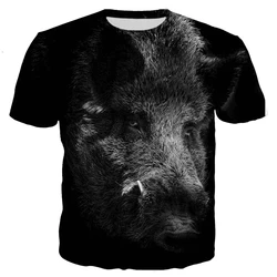 New Fashion Personality 3D Printed Wild Boar Pattern Men's Summer Top T-Shirt Casual Breathable Crew Neck Oversized Short Sleeve