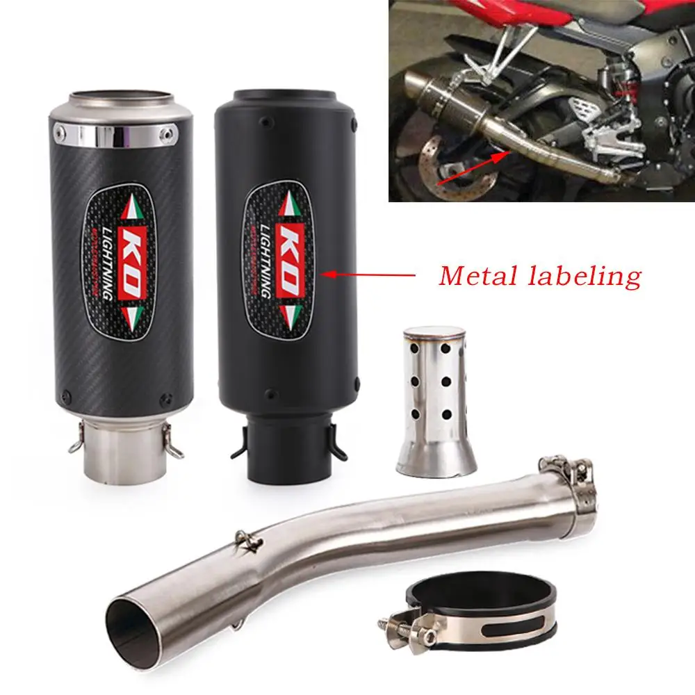 

51MM FOR YAMAHA YZFR6 R6 1998-2005 Motorcycle Exhaust Mid Pipe Slip On Escape Muffler Link Tube Removable DB Killer Steel Carbon