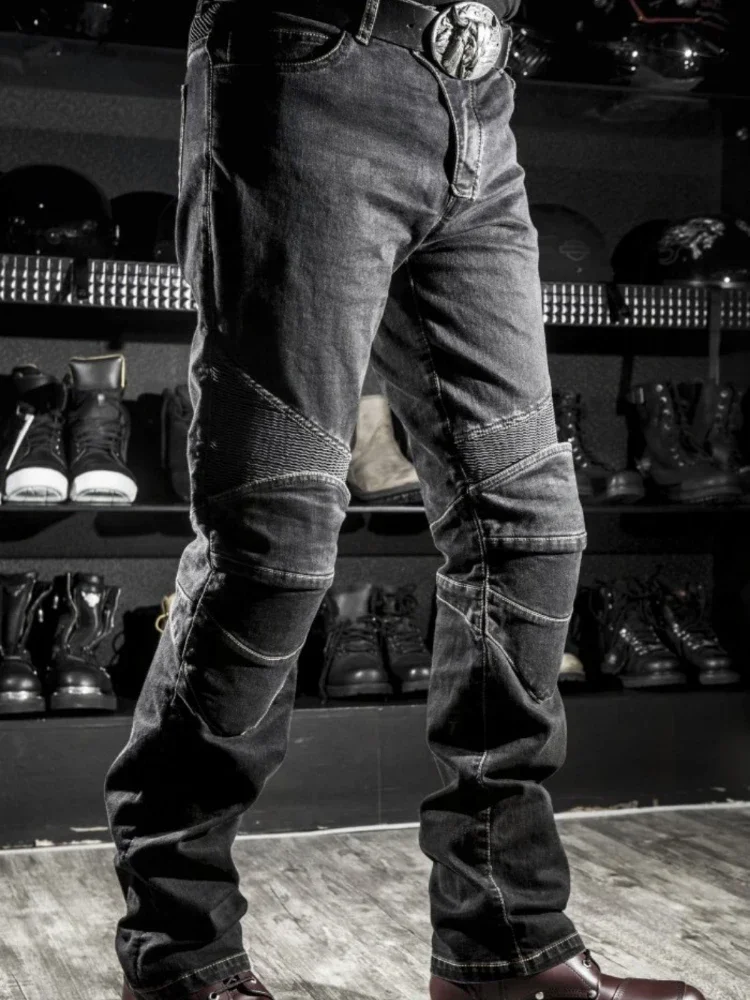 Męskie jeansy motocyklowe, spodnie denimowe, elastyczne spodnie oryginalne, spodnie terenowe, odzież ochronna, streetwear y2k