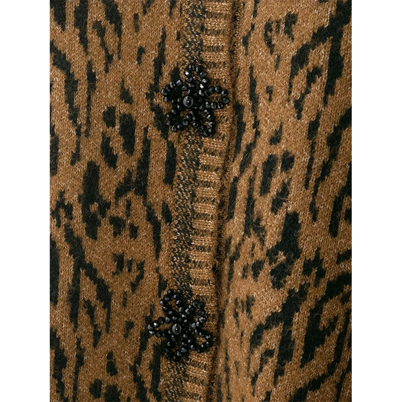 المرأة سترة مشغولة من الصوف سترة موضة الجاكار س الرقبة طويلة الأكمام البلوزات الخريف الشتاء الإناث شيك القمم #4