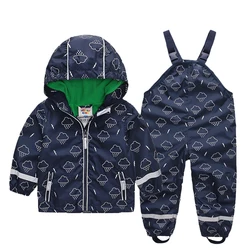 HONEYKING Children's Raincoat Suit Baby Waterproof Overalls Toddler Pants Girl Jumpsuit Rainwear Boy's Jacket And Trousers Set