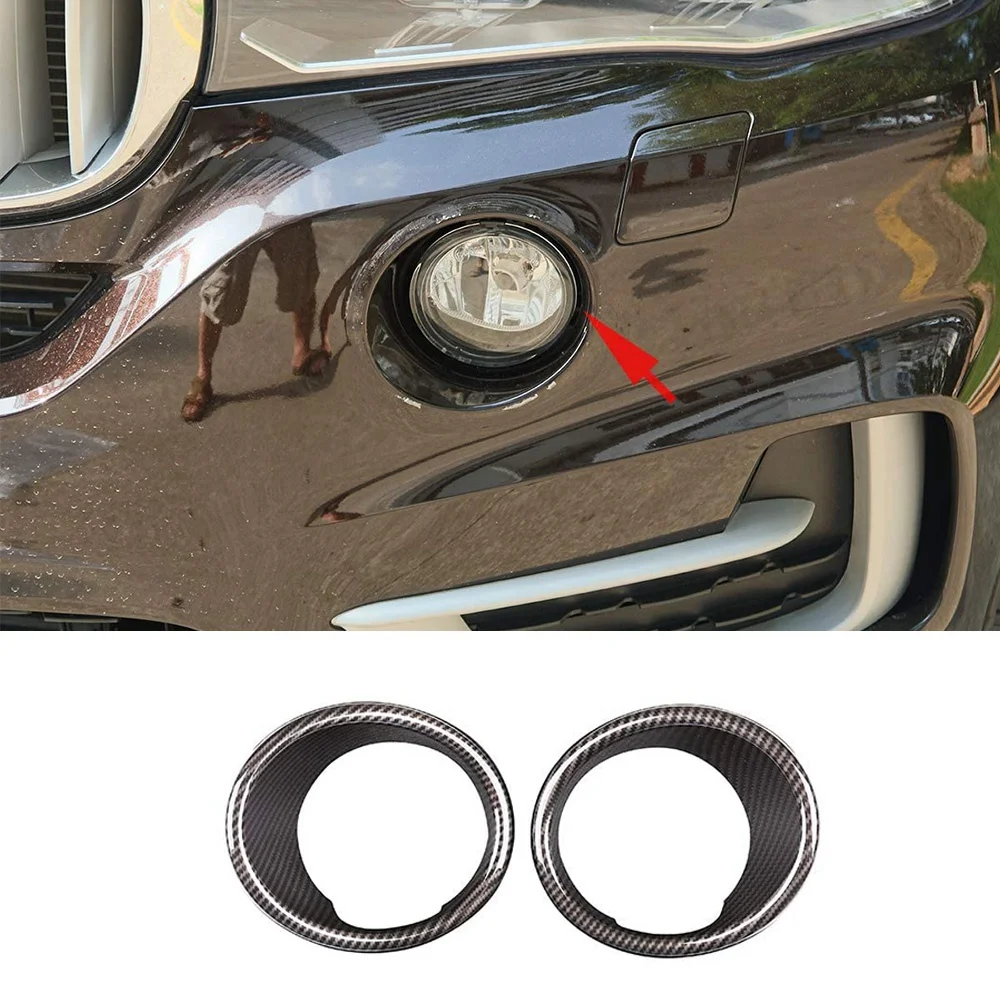 الكلاسيكية ألياف الكربون 2 قطعة مطلي الجبهة الضباب الخفيف غطاء المصباح الكسوة لسيارات BMW X5 F15 2014-2018