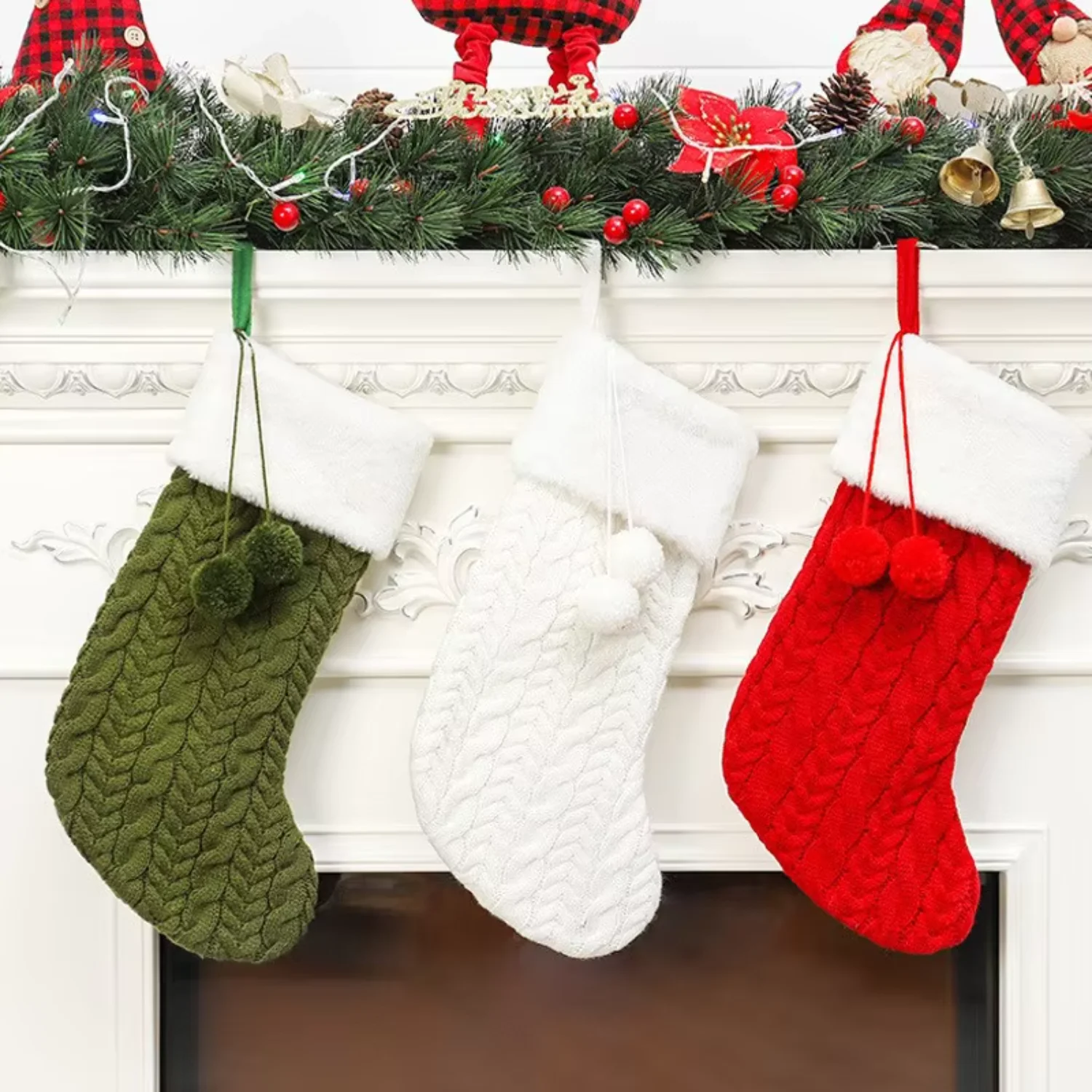 Hot sale Christmas tree Hanging Plush Fur Knitted Xmas Socks Decoration Stocking - Bulk Wholesale Christmas decorations Gnomes