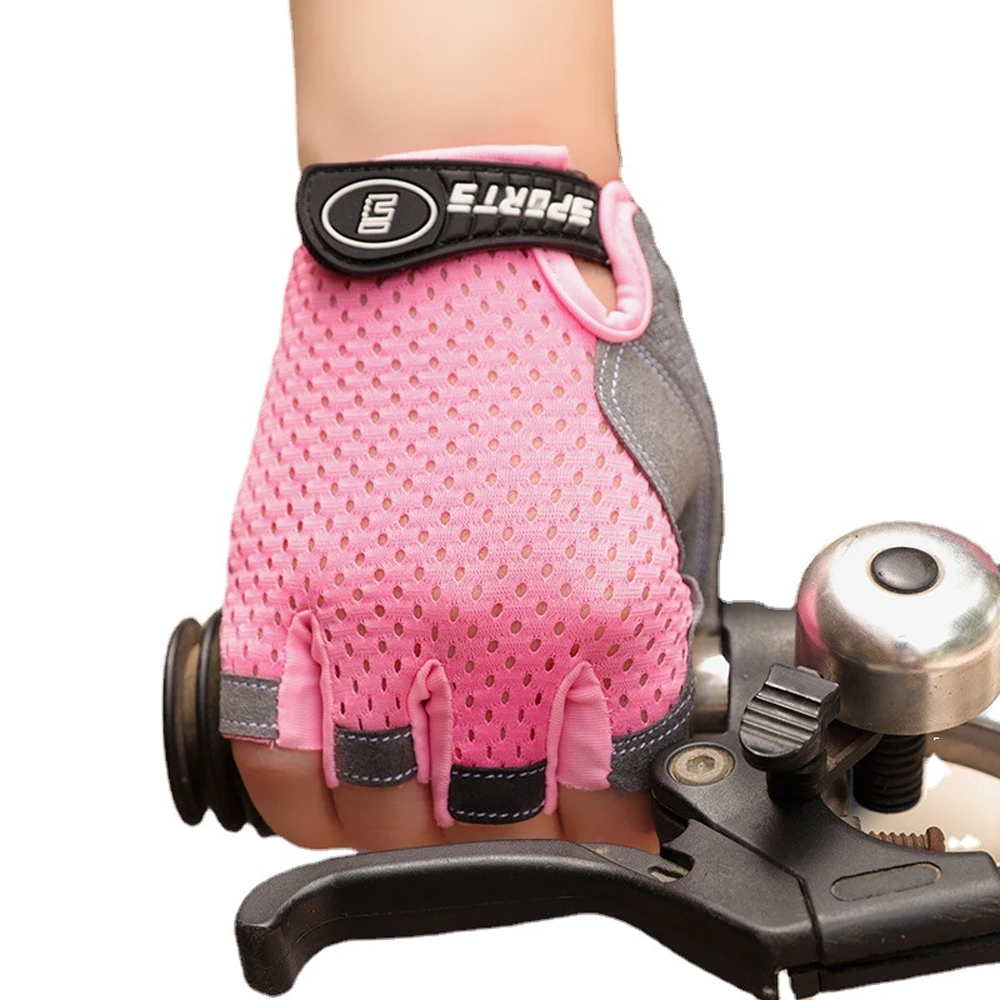 1 Paar Kinder-Fahrradhandschuhe, atmungsaktiv, halbe Finger, Fahrradhandschuhe, rutschfeste Fäustlinge für Outdoor-Sportarten, Rollschuhlaufen – Detail 7