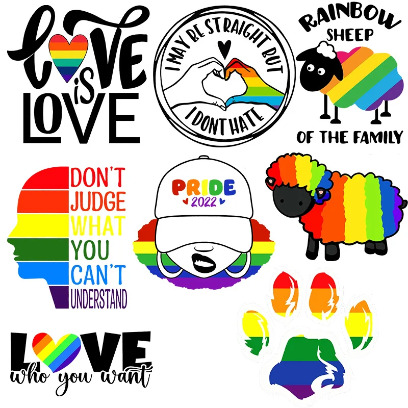 Rainbow Sheep Declaration Against Discrimination Heat Transfer Press Same-Sex Pride  Clothing Love Is Love T-Shirt Sticker