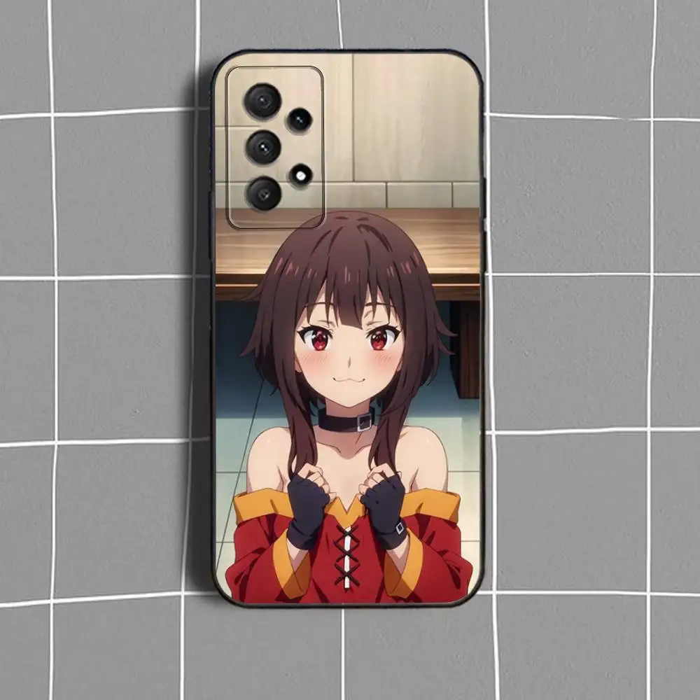 M-Megumin K-KonoSuba Funda de teléfono para Samsung Galaxy A73,31,32,72,41,53,52,71,22,5G,Nota,J7,8,9 Funda negra suave