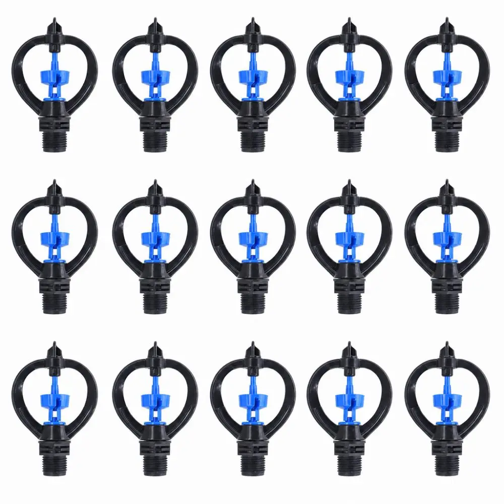 15PCS Engineering Plastic Lawn Sprinkler Nozzle 360 Degree Automatic Rotation Rotary Sprinkler Easy To Install G1/2 Male Thread