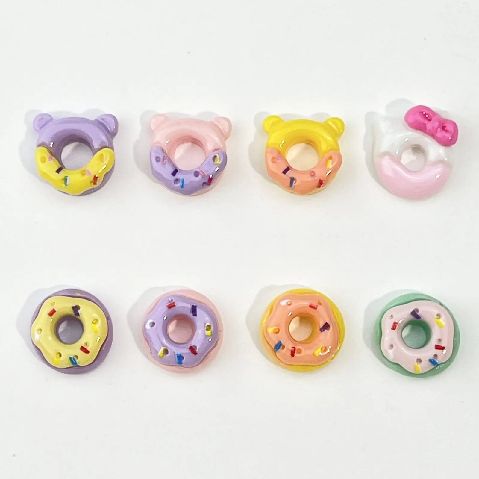 10 stks 3D Hars Cartoon Donuts Ontwerp Nail Charms Sieraden Bulk Gemengde Kleuren Donuts Nail Art Decoraties Onderdelen Kawaii Accessoires