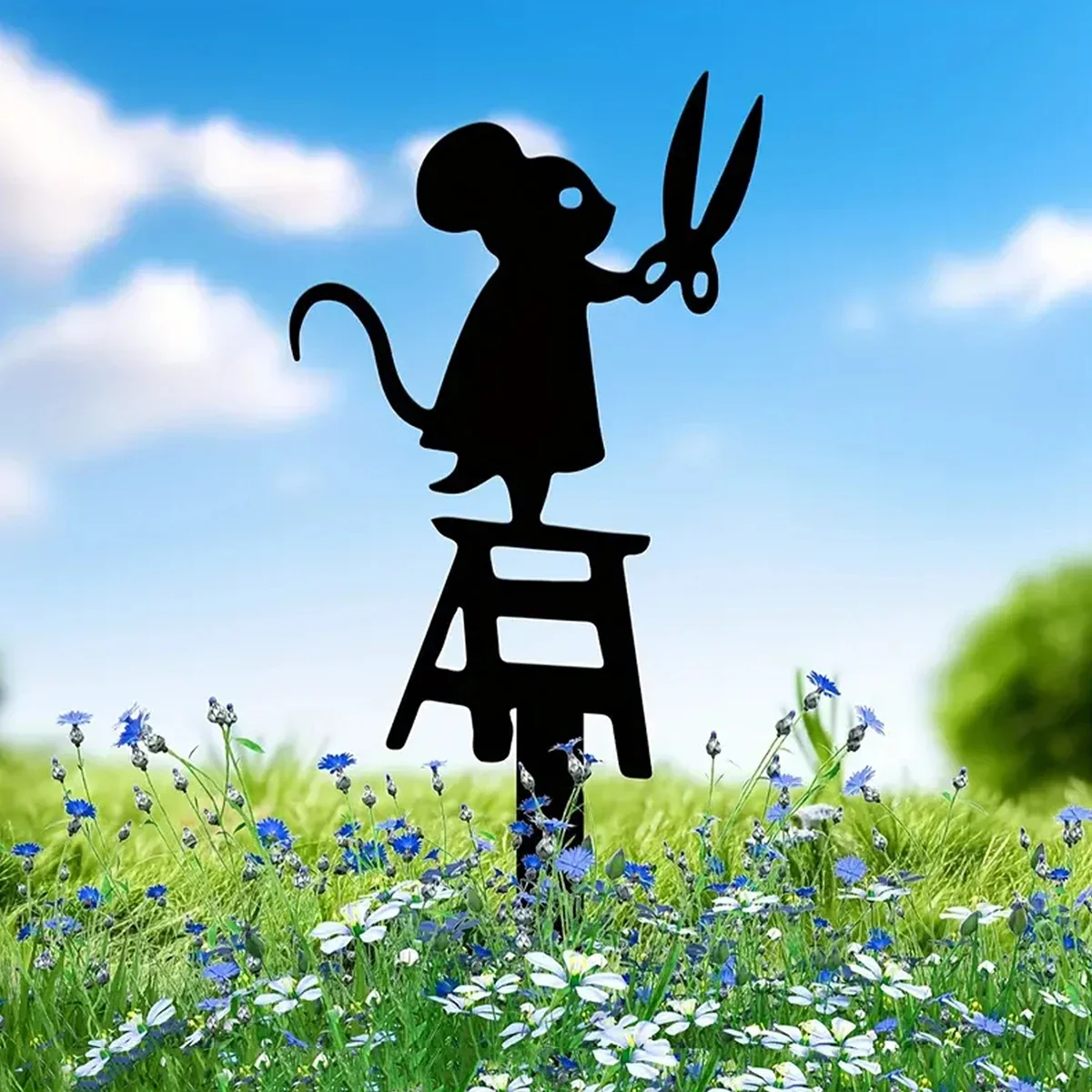 

1pc Metal Scissor Mouse Decorative Garden Stakes Outdoor Ornament Garden Flower Bed Yard Lawn Patio Outdoor Decoration Aesthetic