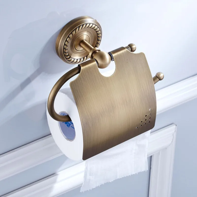 

Toilet Paper Holder Antique Brass Bathroom Tissue Roll Bar Wall Mounted Brushed Bronze