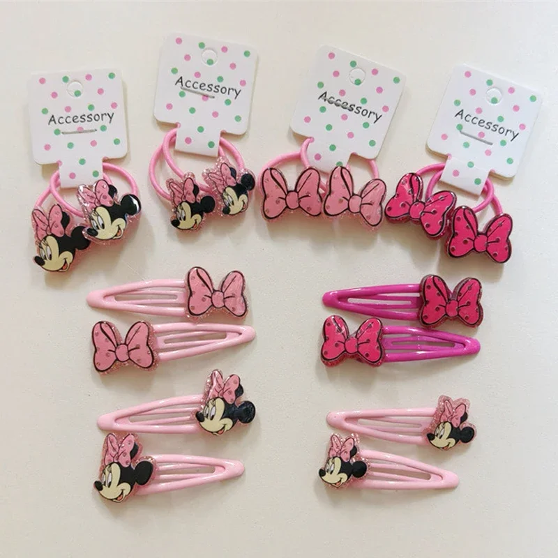 

Minnie Mouse Hair Rope Hairs Clip Miniso Disney Cute Cartoon Bowknot BB Barrettes Rubber Band Hairpin Elastic Headwear Girl Gift