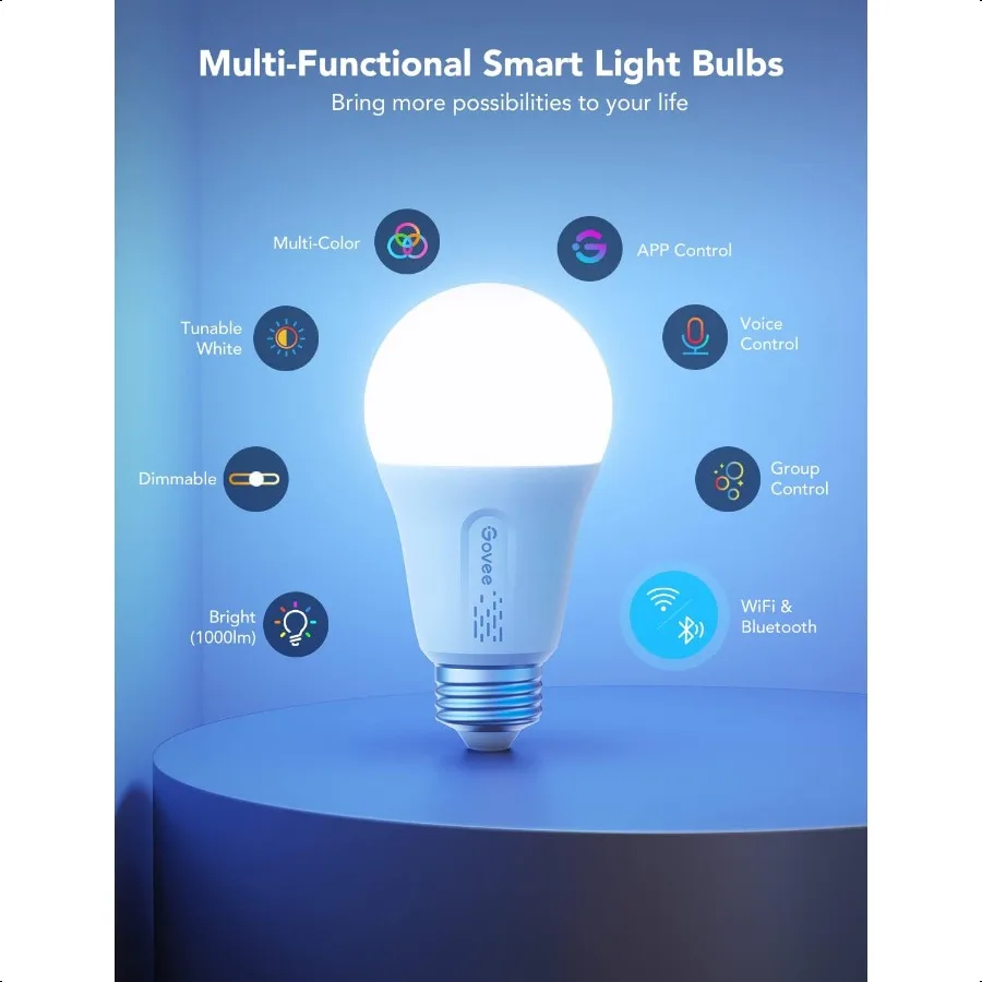 Bombillas LED inteligentes, 1000LM, bombilla que cambia de Color, WiFi, Bluetooth, funciona con Alexa y asistente de Google regulable