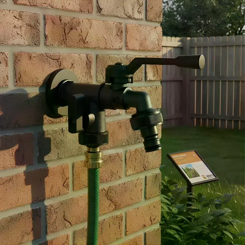 

Outdoor Freeze Proof Zinc Alloy Dual Outlet Garden Water Faucet G1/2 Quick-connect Nipples Balcony Frost Protection Tap