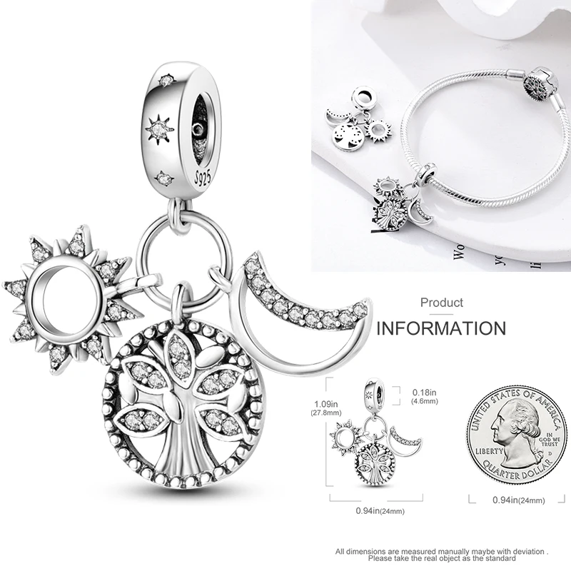 925 Sterling Silber Lebensbaum Anhänger Familie Unendlichkeit Herz CZ Zirkon Perle Passend für Original Armband DIY Schmuck Geschenk für Frauen – Detail 25