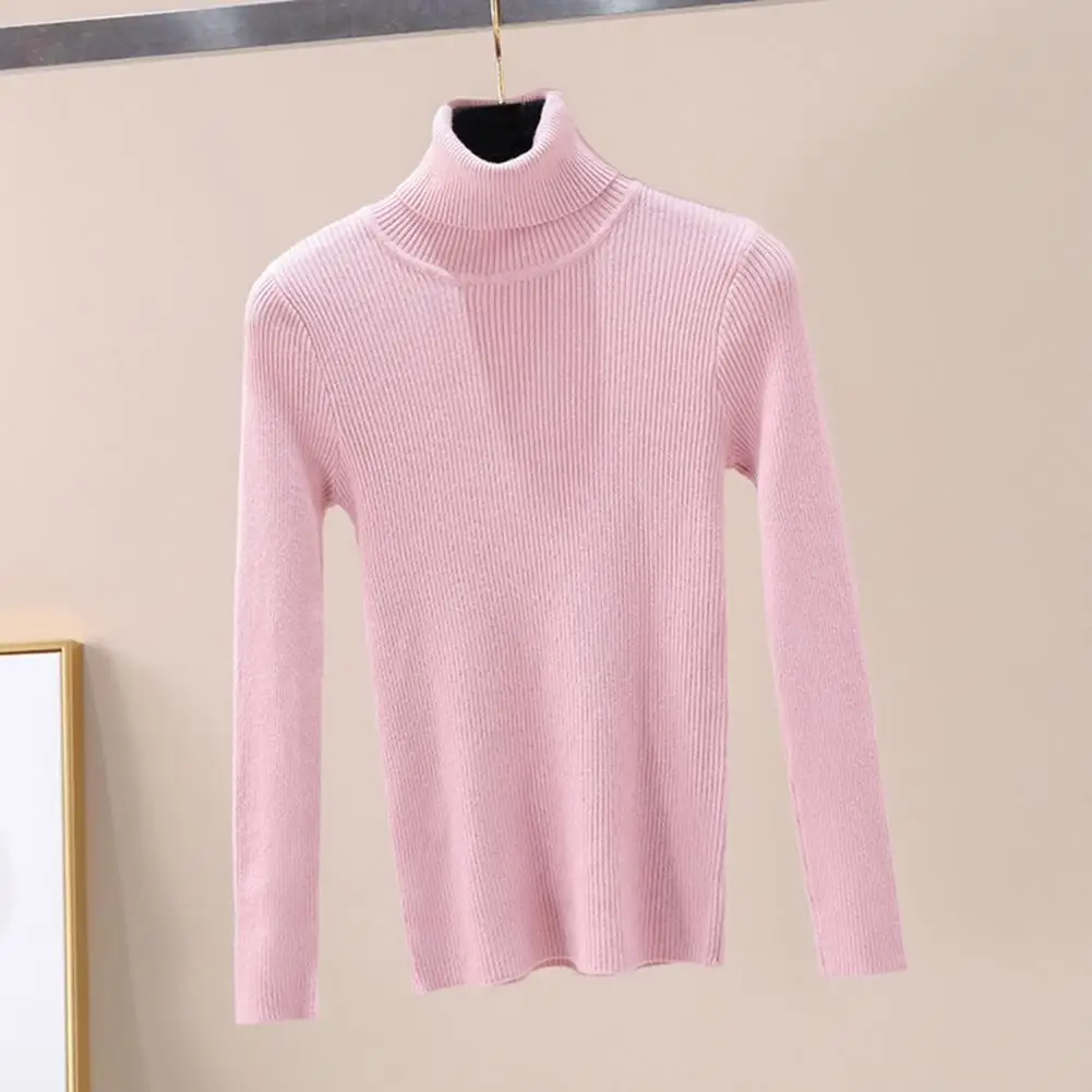 Women Viscose Top Women's High Neck Knitted Sweater Top for Spring Autumn Slim Fit Solid Color Pullover Shirt for Women