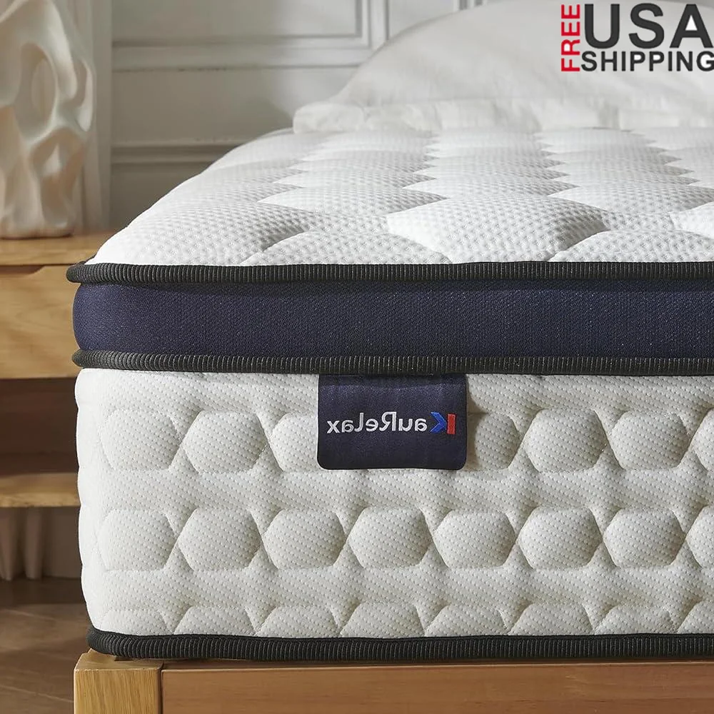Queen Mattress 14 Inch Hybrid Gel Memory Foam with Pocket Spring Pressure Relief Breathable Motion Isolation Support