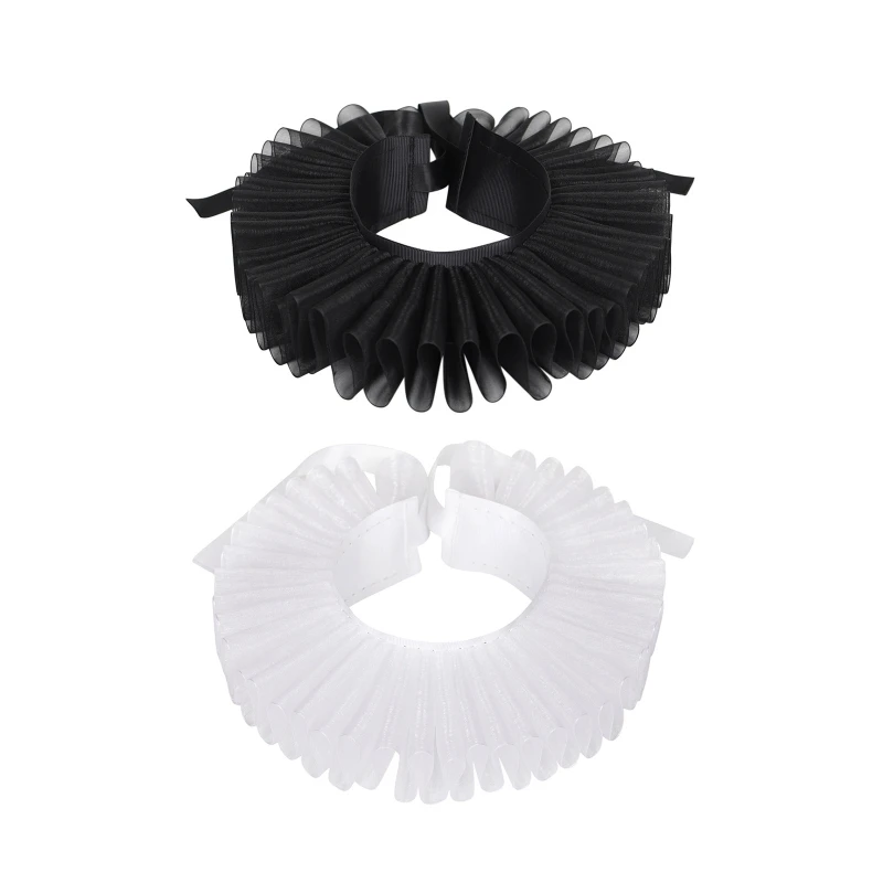 

Elizabethan Ruffled Neck Collar Ruffle Choker Wrap Halloween Cosplay Costume Accessory for Women Girls T8NB