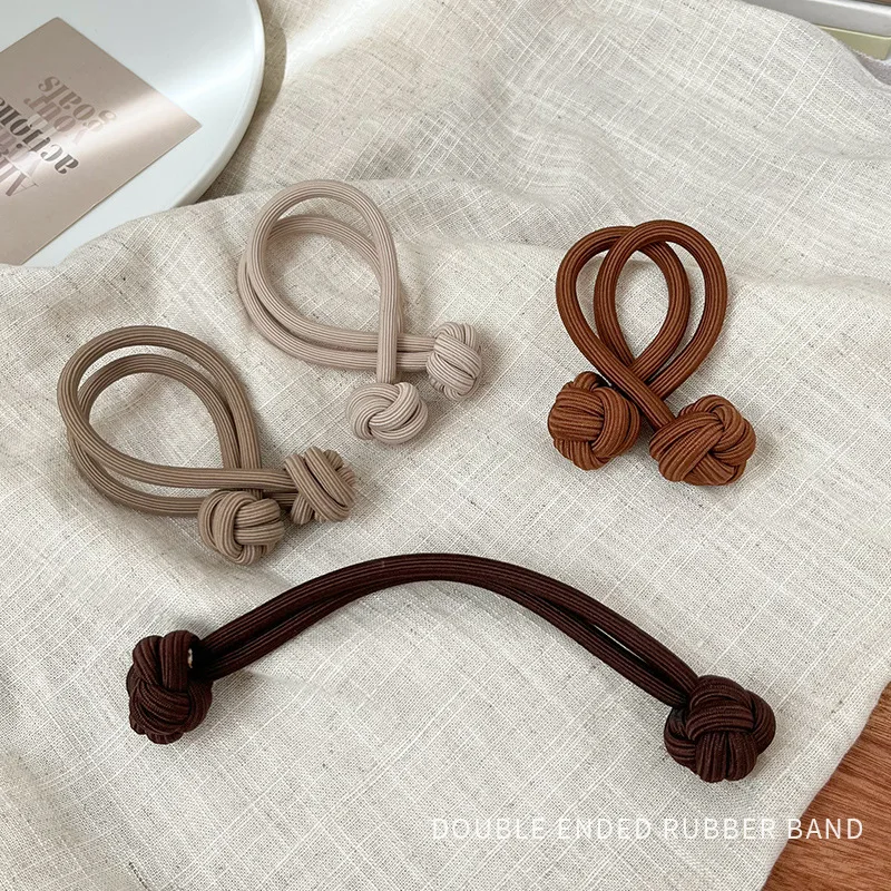 2023 New Women Coffee Color Chinese Knot Hairband Hair Accessories Ponytail Elastic Hair Ties for Girls Hair Rope