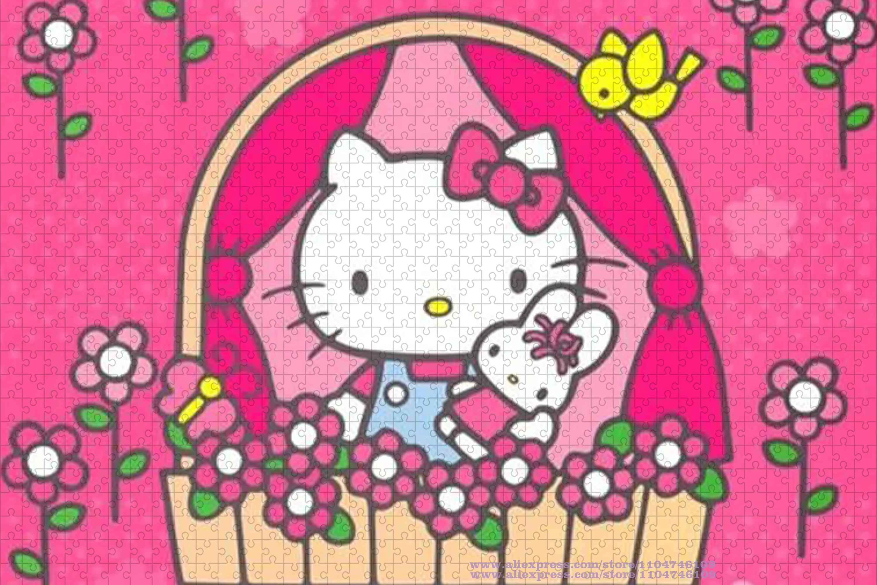 Sanrio hello kitty quebra-cabeça clássico dos desenhos animados anime 108/200/300/500/1000/1500 pçs unissex inteligência quebra-cabeças presente de aniversário