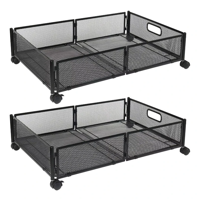 2-Piece foldable rolling storage box with wheels can be placed under the bed