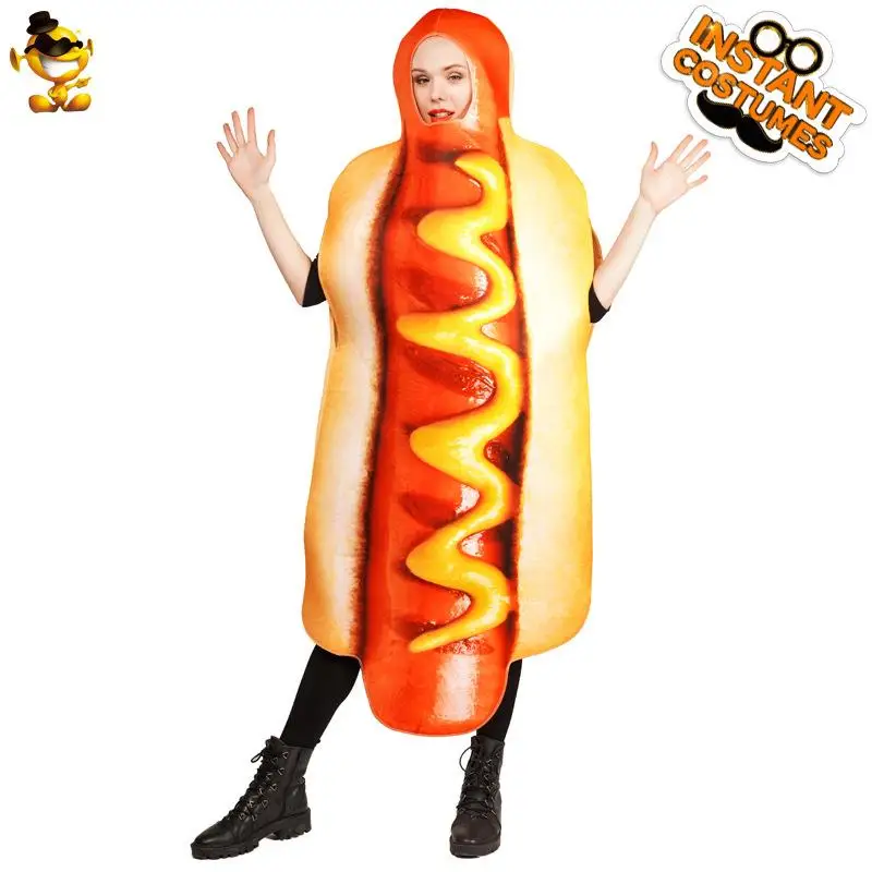 Funny loween Hot Dog Onesie Costume Stage Performance Suit Women's Autumn PU Material KTV Dr Code Comic Book Theme
