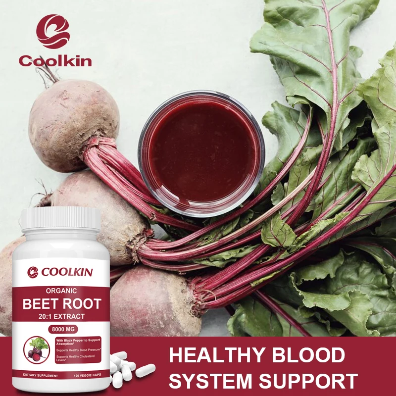 Organic Beetroot Capsules 8000 Mg - Improves Digestion, with Black Pepper Extract