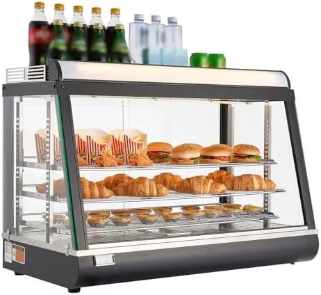

3-Tier Food Warmer 1400W, 105L Steam Heat Display with LED Light & Adjustable Shelves