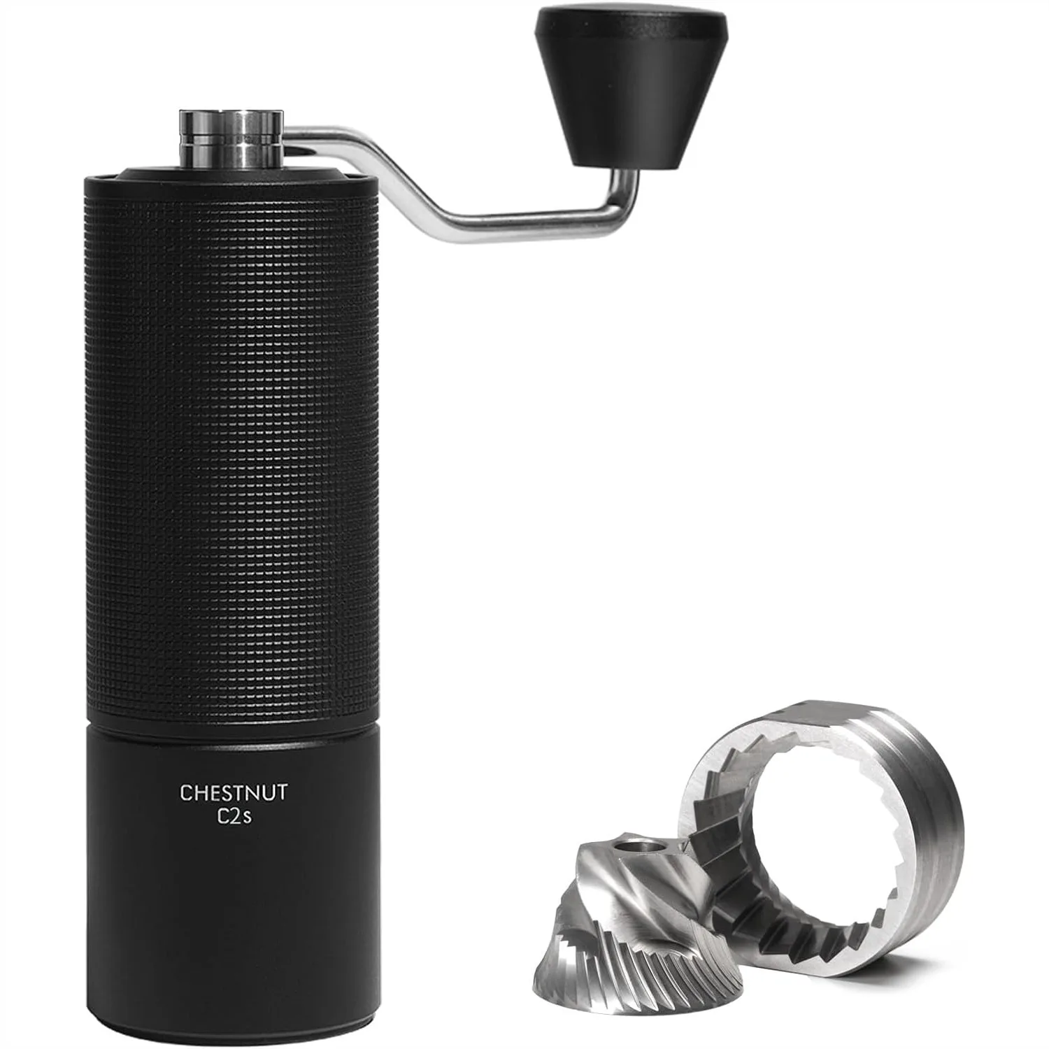 

Manual Coffee Grinder Stainless Steel Conical Burr, 38mm Burr 25g Capacity Hand Coffee Bean Grinder, Double Bearing Positioning,