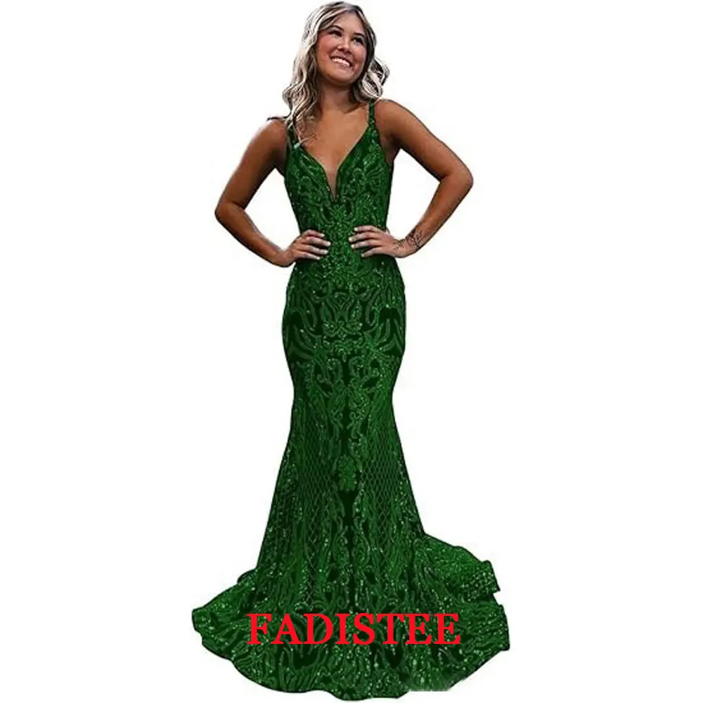 Dostosowane suknie balowe syrenka seksowny dekolt w serek Spaghetti pasek Backless kobiety suknie wieczorowe na przyjęcie Robe De Soiree 2025