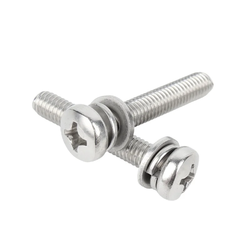 الصليب فيليبس مقلاة مستديرة رئيس SEM المسمار شقة غسالة الربيع طوقا تجميع الترباس M2 ~ M10 A2-70 304 الفولاذ المقاوم للصدأ جودة عالية