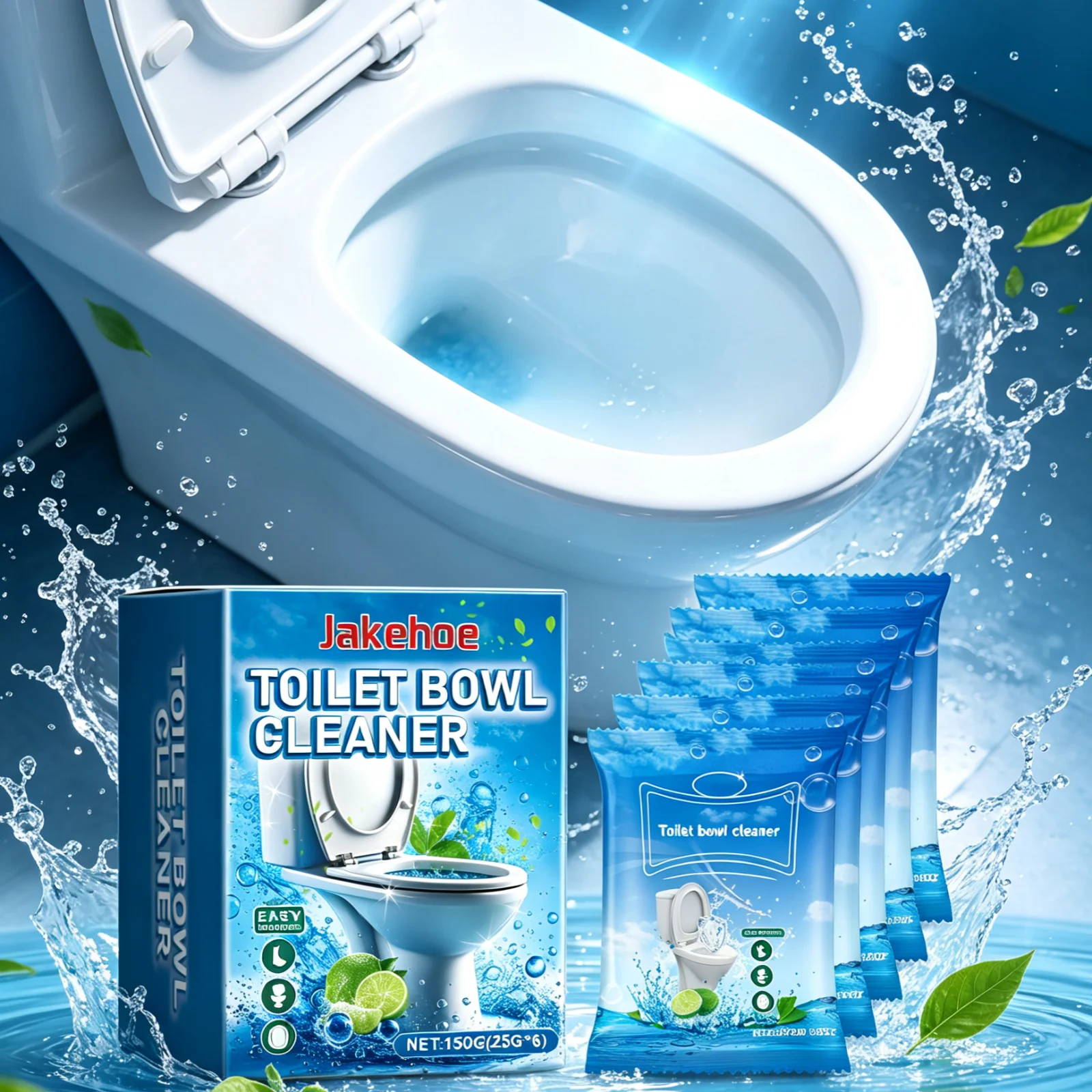 Jakehoe Bathroom Toilet Cleaning Powder Powerful Cleaning Remove Stubborn Stains Rapid Foaming Mild Toilet Descaling Powder 150g